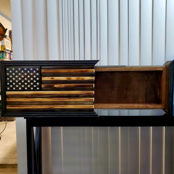 Slimline Framed 50 Star Black Tan Burnt Open