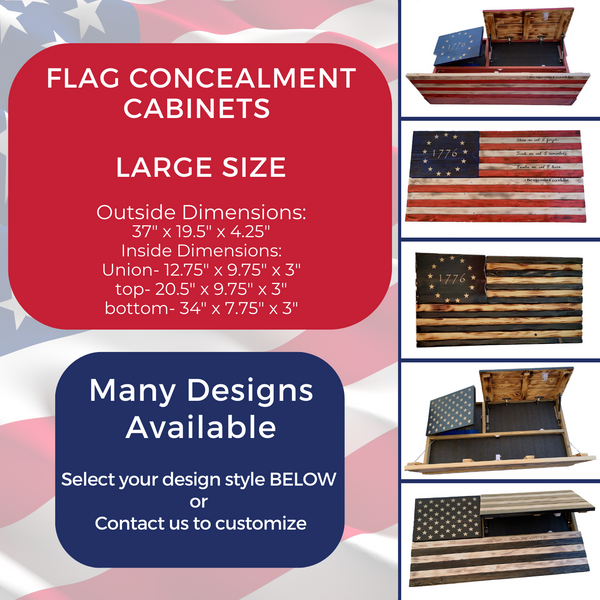 Large Flag Concealment Cabinet - 3 Compartments
