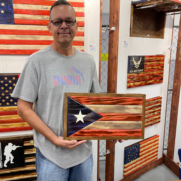 Slimline Puerto Rico Flag Burnt