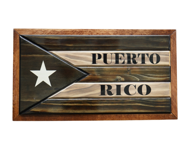 Slimline Puerto Rico Flag BW w Text